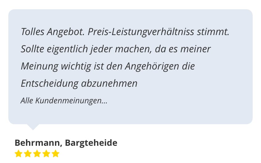 Kundenbewertung Patientenverfügung Preis Leistung stimmt