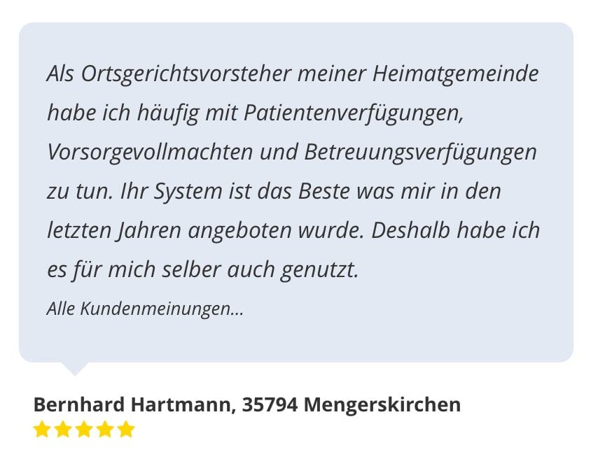 Kundenbewertung Patientenverfügung Gerichtsvorsteher